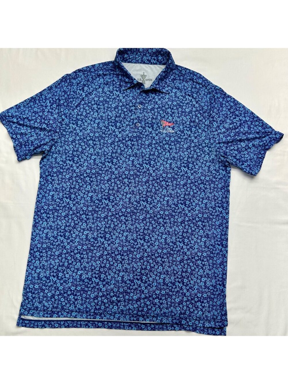 U.S. Open 123RD LACC Floral Polo Shirt Navy & Light Blue Large